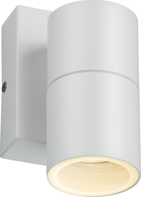 Fixed Single Wall Light with Photocell Sensor - White