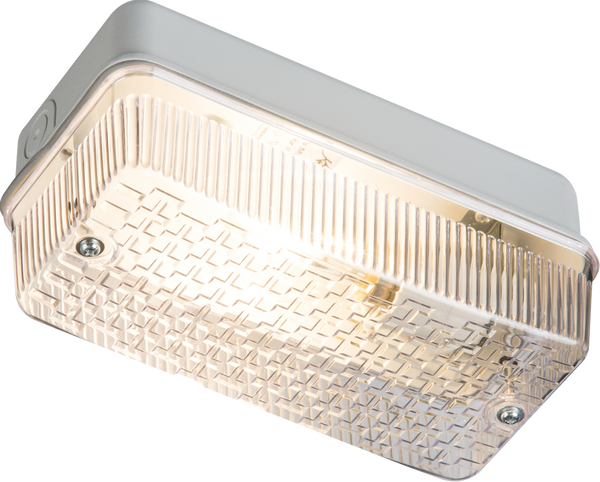 IP65 100W (BC) B22 Bulkhead with Clear Prismatic Diffuser and Aluminium Base