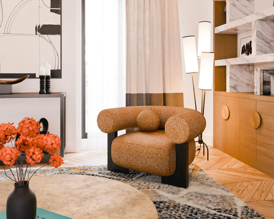 Trevi Floor Lamp - White Linen/Black Metal