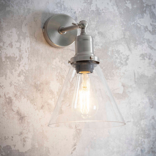 Hoxton Cone Wall Light - Antiques Brass / Satin Nickel