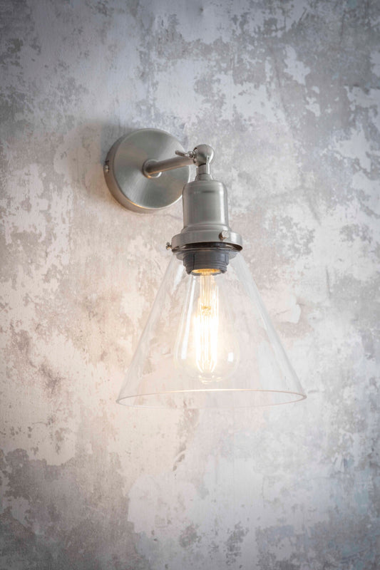 Hoxton Cone Wall Light - Antiques Brass / Satin Nickel