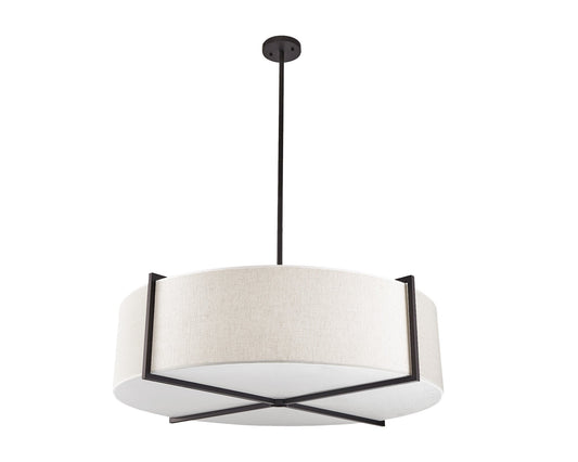 Sanderson Pendant Lamp Large - Textured Linen & Matt Black
