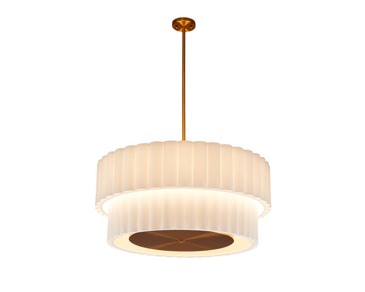 Ventus Ceiling Lamp - Brushed Antique Brass/Off White Linen Shade
