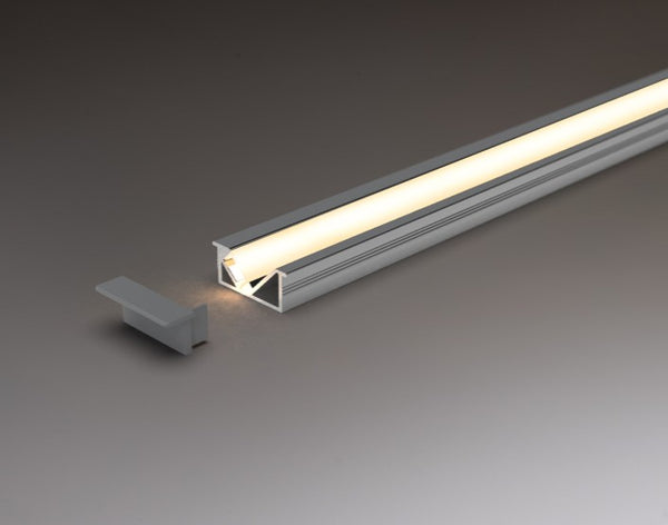 Recessed LED Profile - Angled PRO6R Silver 26 x 10.5mm