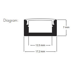 Surface LED Profile - PRO1 Silver 17 x 7mm