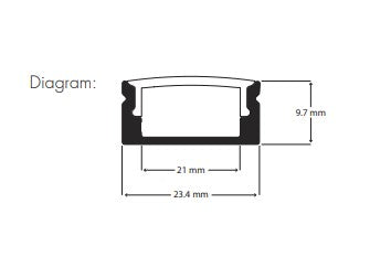 Surface LED Profile - Slim / Wide PRO5 Silver 23 x 10mm