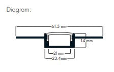 Plaster-in LED Profile - Slim / Wide PRO5P Silver 60 x 14mm