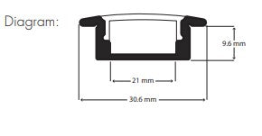 Recessed LED Profile - Slim / Wide PRO5R Silver 31 x 10mm