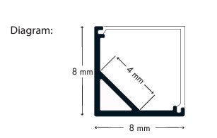 Corner LED Profile - Nano PRON7S Square Diffuser 8x9mm