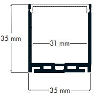 Surface LED Profile - Double Deep / Wide PRO35 Silver 35 x 35mm