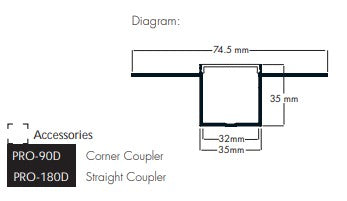 Plaster-in LED Profile - Double Deep / Wide PRO35P Silver 35 x 35mm