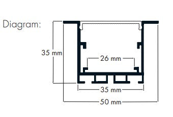 Recessed LED Profile - Double Deep / Wide PRO35SR White 50 x 35mm