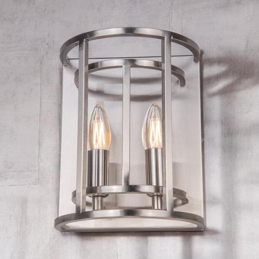 Chester 2 Light Wall Light Satin Chrome