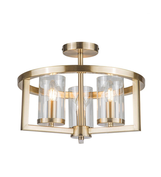 Costello 3 Light Semi Flush Antique Brass