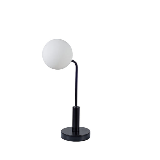 Lando Matt Black Table Light with Opal Ball