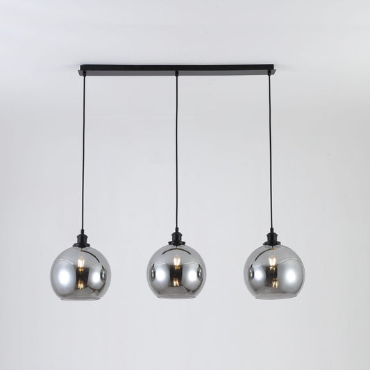 Lewis 3 Light Bar Small Glass Ball Pendant Matt Black