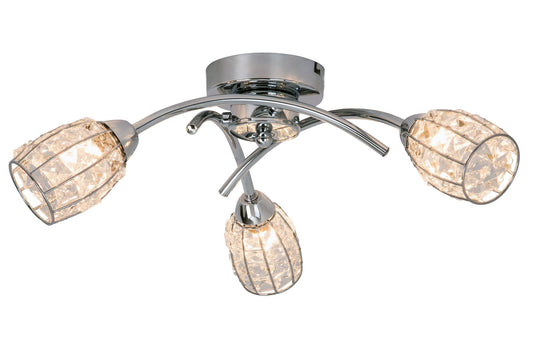 Roma 3 Light Polished Chrome with Crystal Shade