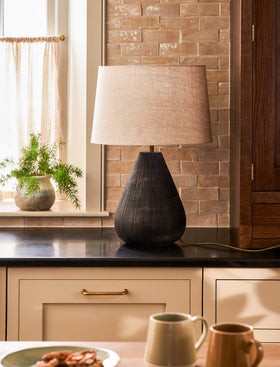 Cleeve Table Lamp - Mango Wood, Antique Black