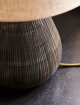 Cleeve Table Lamp - Mango Wood, Antique Black