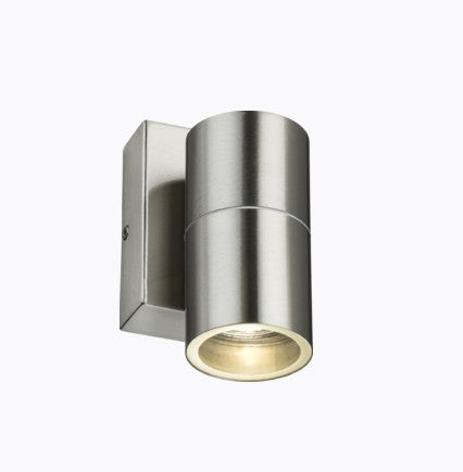 Fixed Single Wall Light with Photocell Sensor - Brushed Chrome