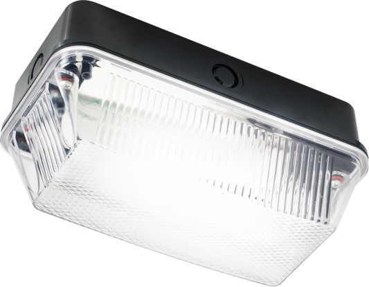 IP65 60W B22 Bulkhead with Clear Prismatic Diffuser and Black Plastic Base