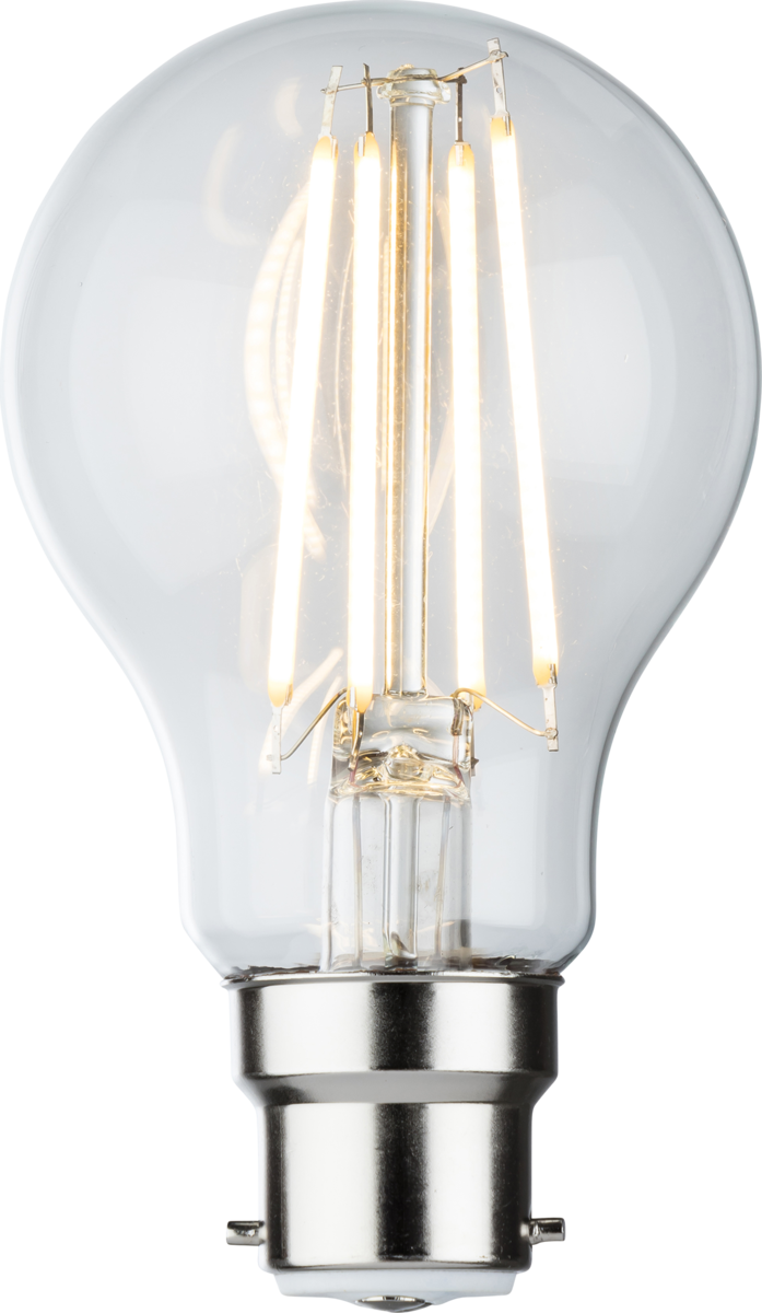 230V 8W LED BC B22 Clear GLS Filament Lamp 2700K Dimmable BC