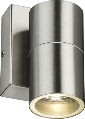 Fixed Single Wall Light with Photocell Sensor - Brushed Chrome