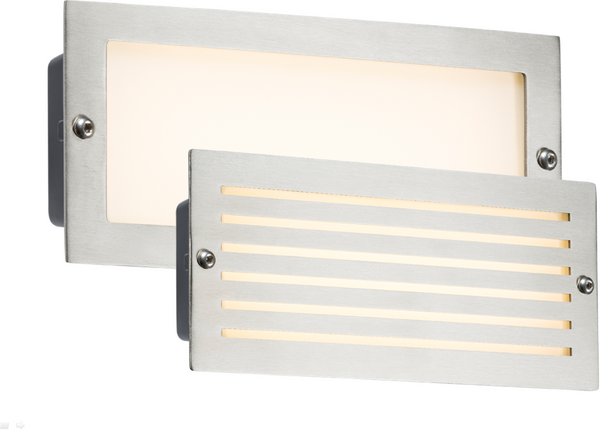 IP54 5W White LED Recessed Brick Light - Brushed Steel Fascia