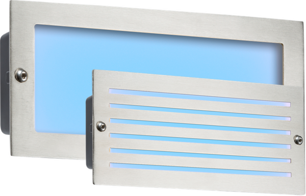 Blue LED Recessed Brick Light - Brushed Steel Fascia