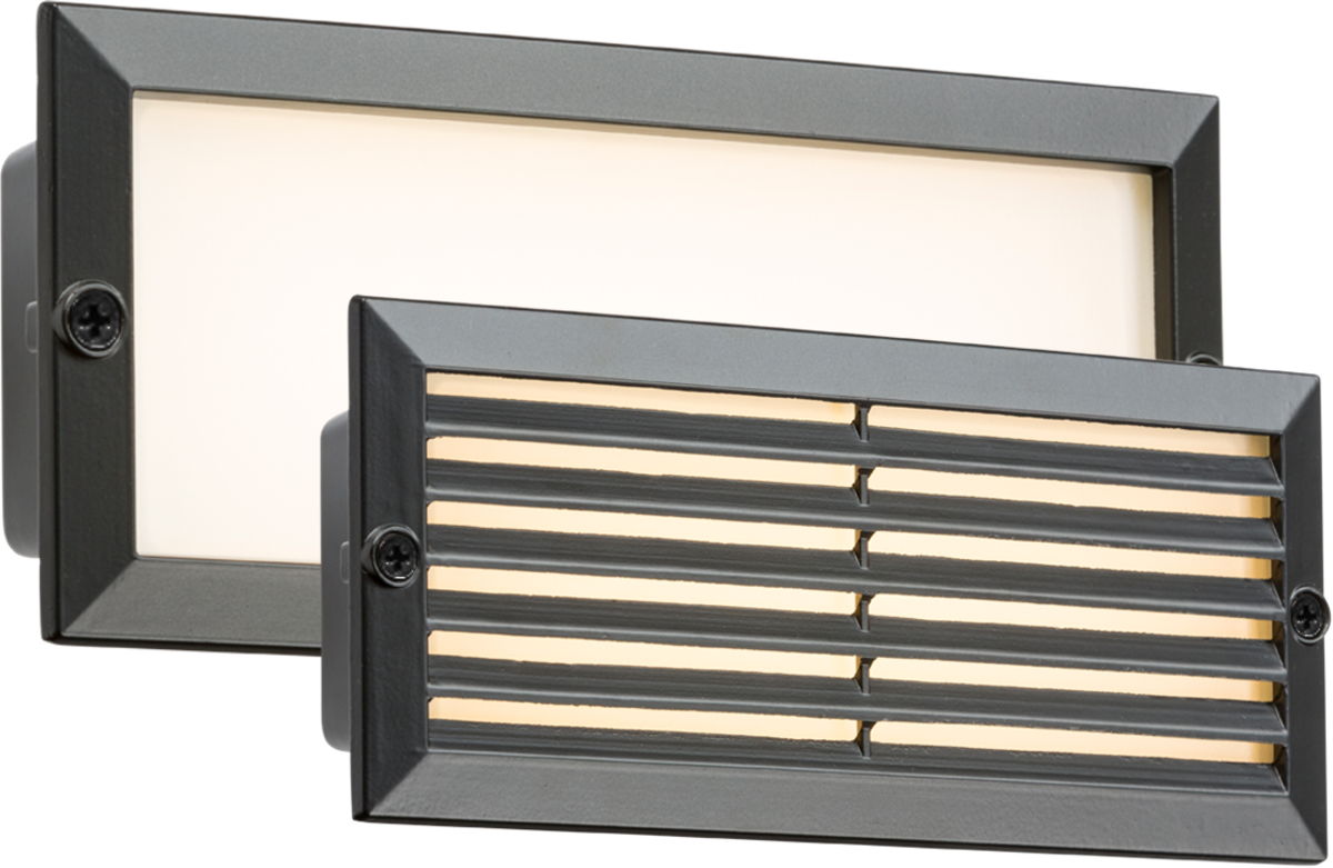 White LED Recessed Brick Light - Black Fascia
