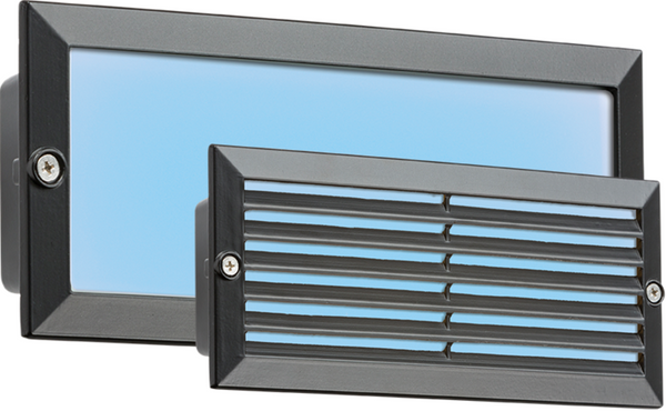 Blue LED Recessed Brick Light - Black Fascia