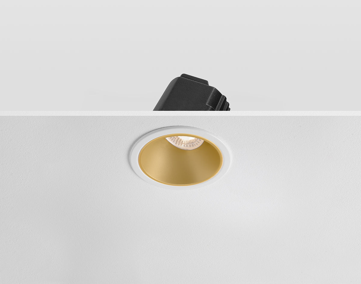 IRIS - Anti Glare Tiltable Downlight Modular, Mains Dimmable, White/Gold