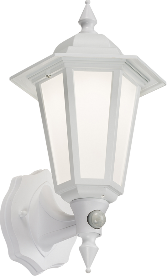 230V IP54 LED Wall Lantern with PIR - White