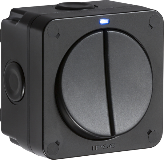 IP66 20AX 2G SP 2-way switch- Black