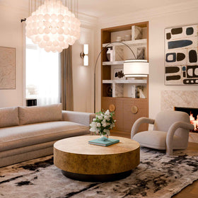 Arcadia Floor Lamp - White Marble/Matt Black Metal/White Linen