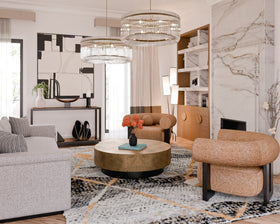 Trevi Floor Lamp - White Linen/Black Metal