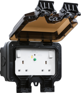 IP66 13A 2G DP RCD Switched Socket - Type A (30mA)