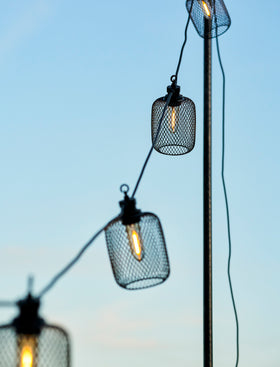 Festoon Lights Cylinder Solar 10 Bulbs - Black