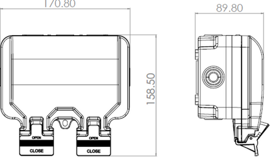 IP66 13A 2G DP RCD Switched Socket - Type A (30mA)