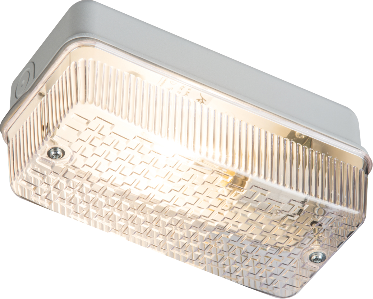 IP65 100W (BC) B22 Bulkhead with Clear Prismatic Diffuser and Aluminium Base