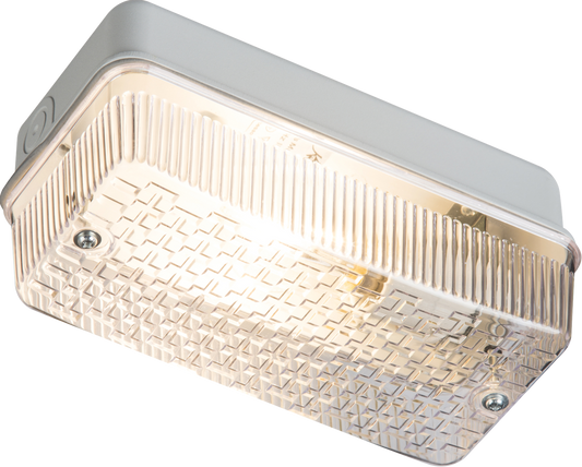 IP65 100W (BC) B22 Bulkhead with Clear Prismatic Diffuser and Aluminium Base