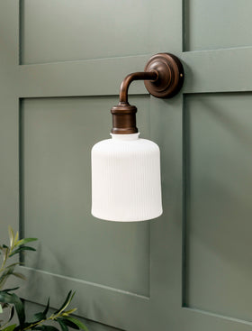 Beaulieu Wall Light Fluted Cylinder - Antique Bronze - Chalk
