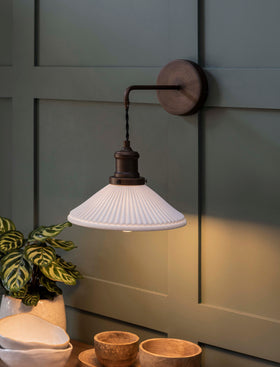 Beaulieu Wall Light Fluted Cone - Antique Bronze - Chalk