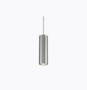 Dasan Single Long Fixed Round Pendant Brushed Chrome