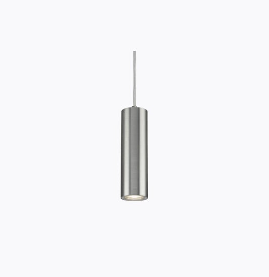 Dasan Single Long Fixed Round Pendant Brushed Chrome