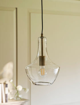 Dovecote Domed Glass Pendant Light - Steel, Antique Bronze