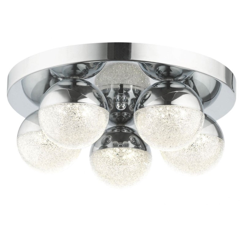 Dew 5 Light Bathroom Ceiling Light Polished Chrome