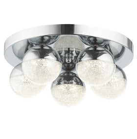 Dew 5 Light Bathroom Ceiling Light Polished Chrome