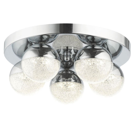 Dew 5 Light Bathroom Ceiling Light Polished Chrome
