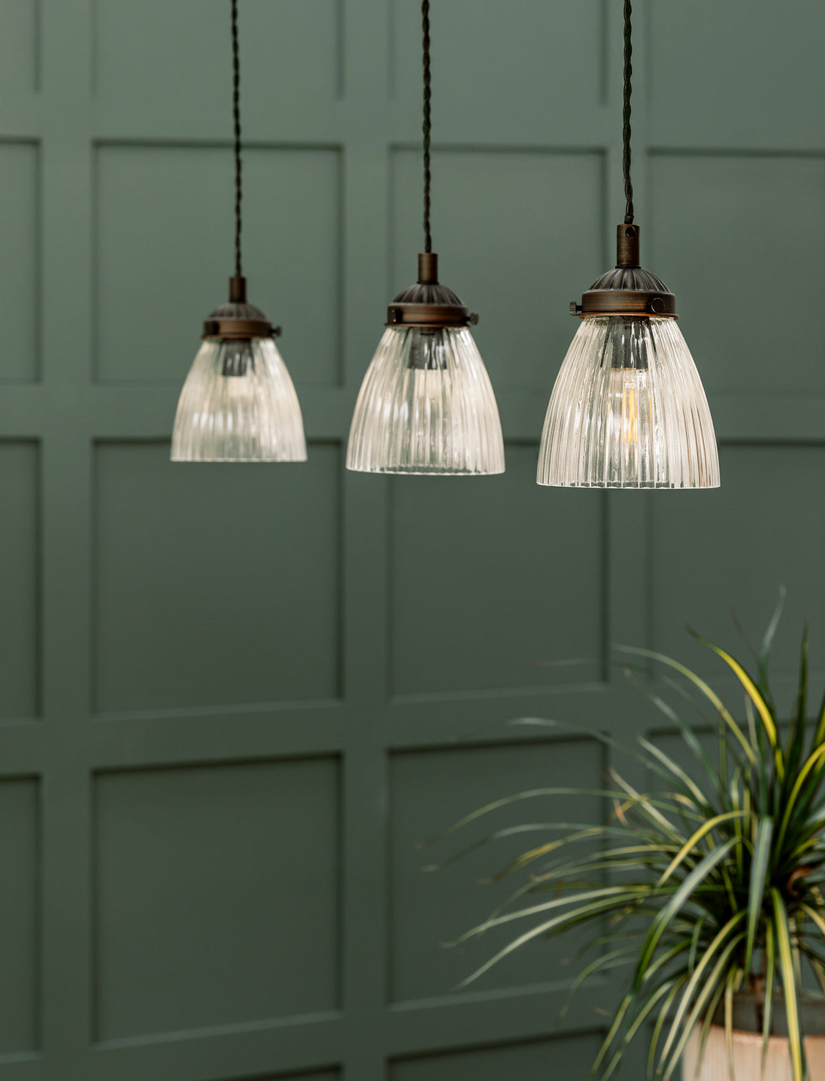 Fovant Glass Triple Pendant Light